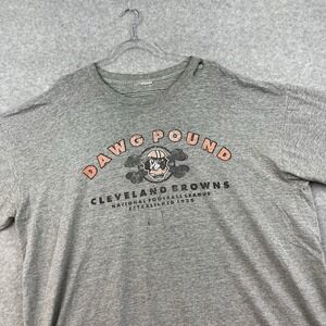 Vintage Cleveland Browns Dawg Pound Puma T-Shirt Mens XXL GRAY NFL 90s Bulldog